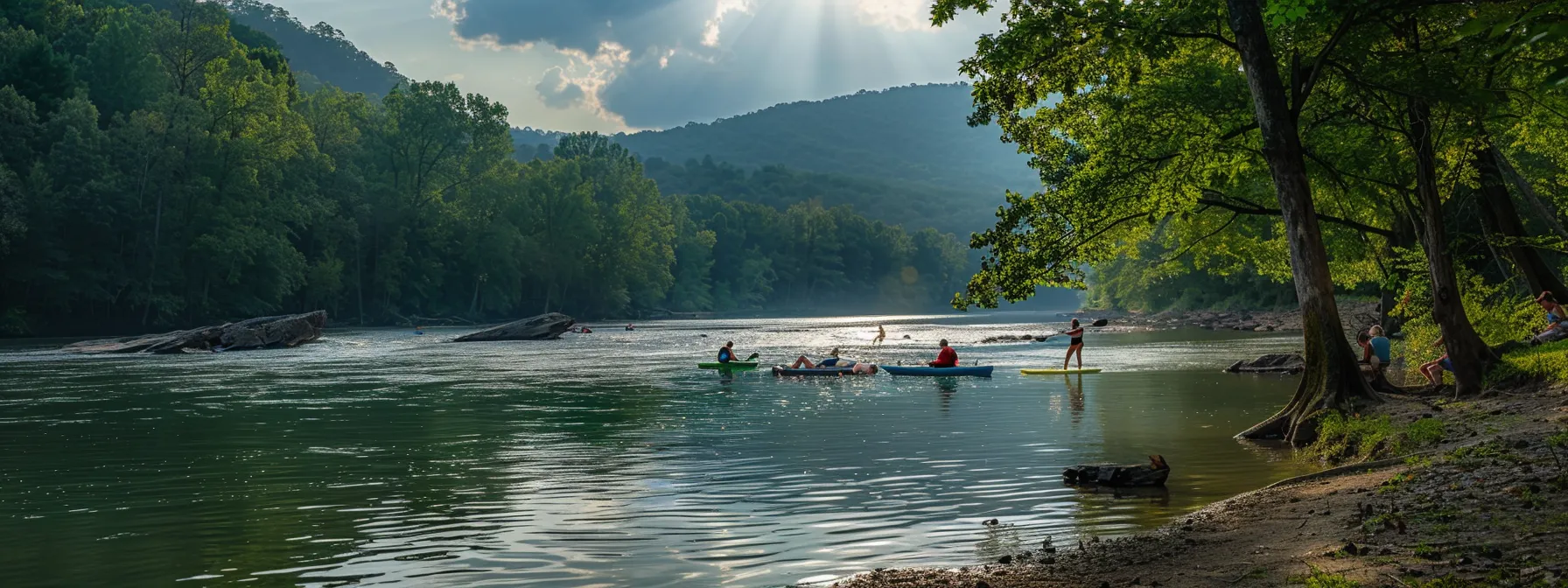 people enjoying outdoor activities along the ocoee river in cleveland, tn.